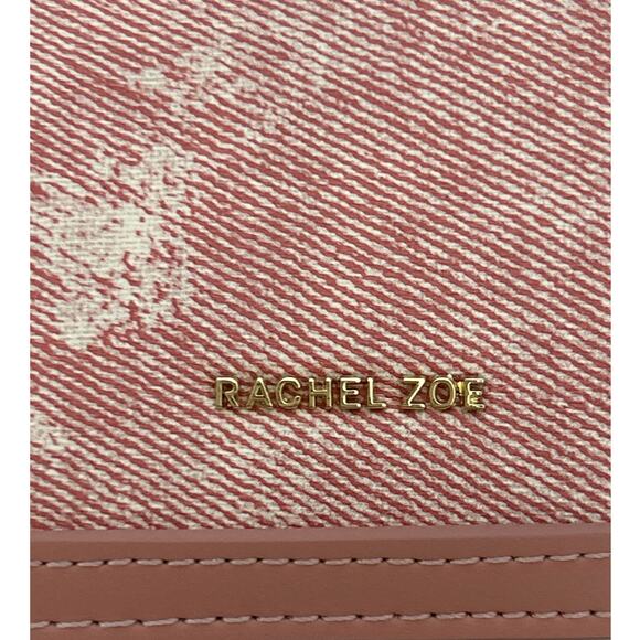 Rachel Zoe Pink White Washed Twill Flap Shoulder Bag Faux Leather NWT - Picture 6 of 6